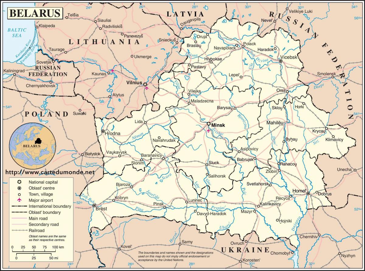 بلاروس کشور, نقشه
